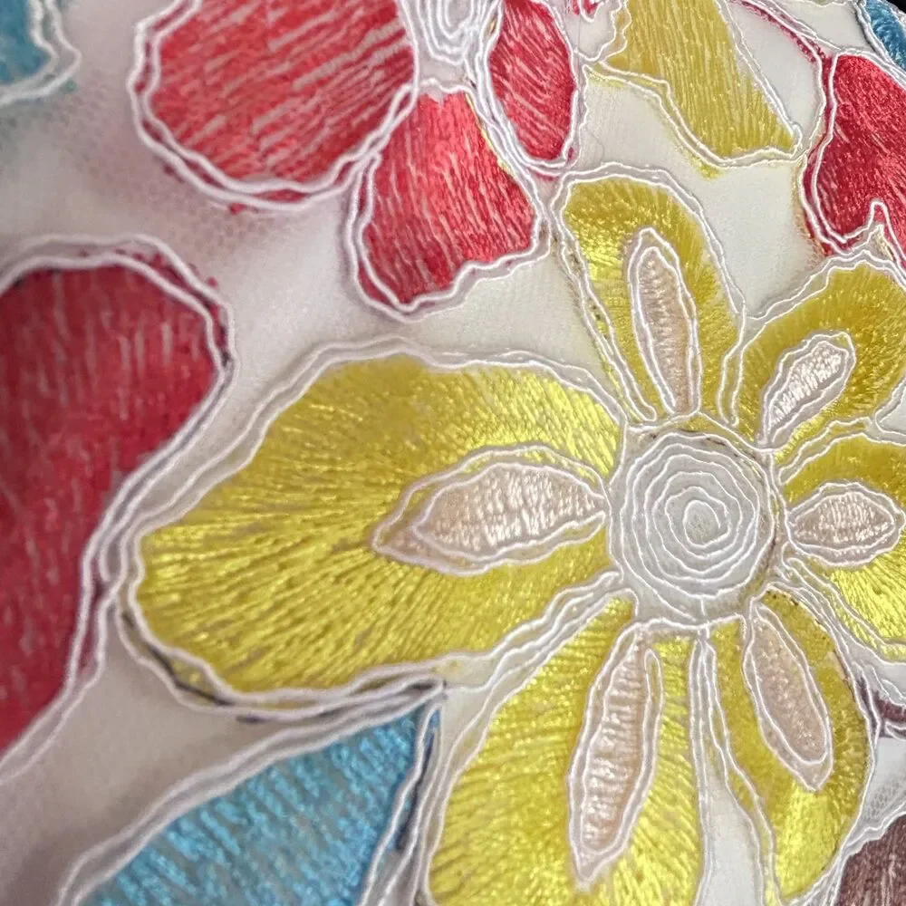 Eva Franco Anthropologie Women's Colorful Floral Embroidered Midi Skirt Size 10